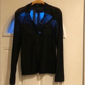Black sheer button up shirt